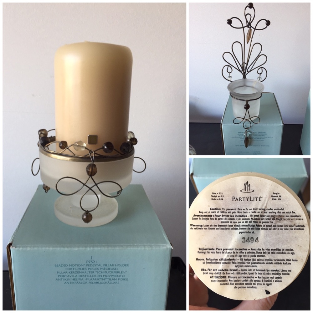 PartyLite Beaded Motion pillar & votive sconce
